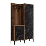 Έπιπλο εισόδου Berlin καρυδί μαύρο μάρμαρο μελαμίνη μεταλλικά πόδια 120x35x200εκ ed2402 - Image 3