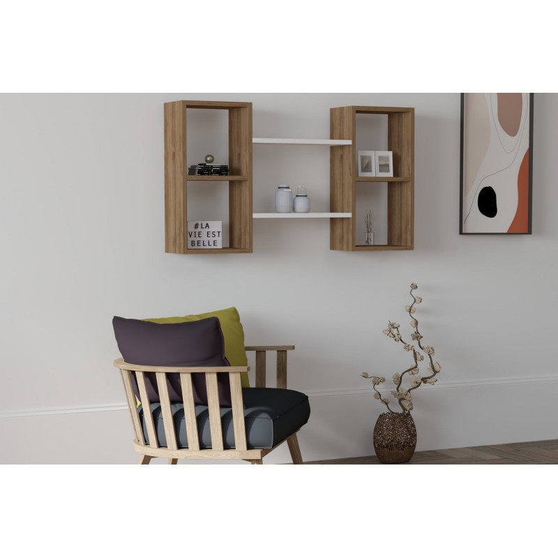 2410_0-800x800 Ράφι τοίχου Bambi άσπρη καρυδί μελαμίνη 105x60x20cm ed2410 - Image 1