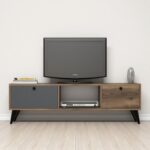 Έπιπλο tv Carlos καρυδί μαύρο ανθρακί χρώμα μελαμίνη 138x29 5x42 6cm ed2420