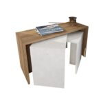 Τραπέζι βοηθητικά Cango σετ 3τεμ άσπρη καρυδί μελαμίνη 80x29 5x45cm ed2421 - Image 3