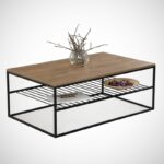 Τραπέζι σαλονιού Etna Caucasian Oak μελαμίνη μεταλλικά πόδια 95x55x43εκ ed2422