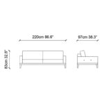 Καναπές κρεβάτι τριθέσιος Newton μπλε 220x97x83cm ed2429 - Image 2