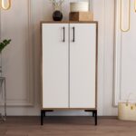 Παπουτσοθήκη Melone καρυδί λευκό χρώμα μελαμίνη 60x35x111cm ed2434 - Image 5