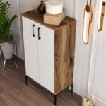 Παπουτσοθήκη Melone καρυδί λευκό χρώμα μελαμίνη 60x35x111cm ed2434 - Image 4