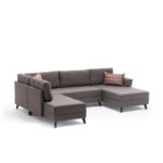 Γωνιακός καναπές Eris καφέ 300x202x78cm ed2443 - Image 4