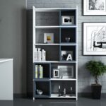 Βιβλιοθήκη Box άσπρο μπλε χρώμα μελαμίνη 80x22x170cm ed2444 - Image 5