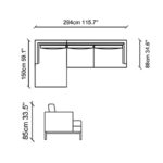 Γωνιακός καναπές Pearl γκρι 294x150x82cm ed2537 - Image 2