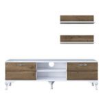 Έπιπλο τηλεόρασης Alex 150x30x43 7cm καρυδί άσπρο χρώμα ed2540 - Image 4