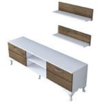 Έπιπλο τηλεόρασης Alex 150x30x43 7cm καρυδί άσπρο χρώμα ed2540 - Image 3