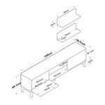 Έπιπλο τηλεόρασης Alex 150x30x43 7cm καρυδί άσπρο χρώμα ed2540 - Image 2