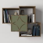 Ραφιέρα Arco καρυδί σκούρο πράσινο μελαμίνη μεταλλικός σκελετός 79 2x22x73εκ ed2550