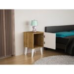 Κομοδίνο Corte 35x55x37.1cm λευκό καρυδί χρώμα ed2586 - Image 5