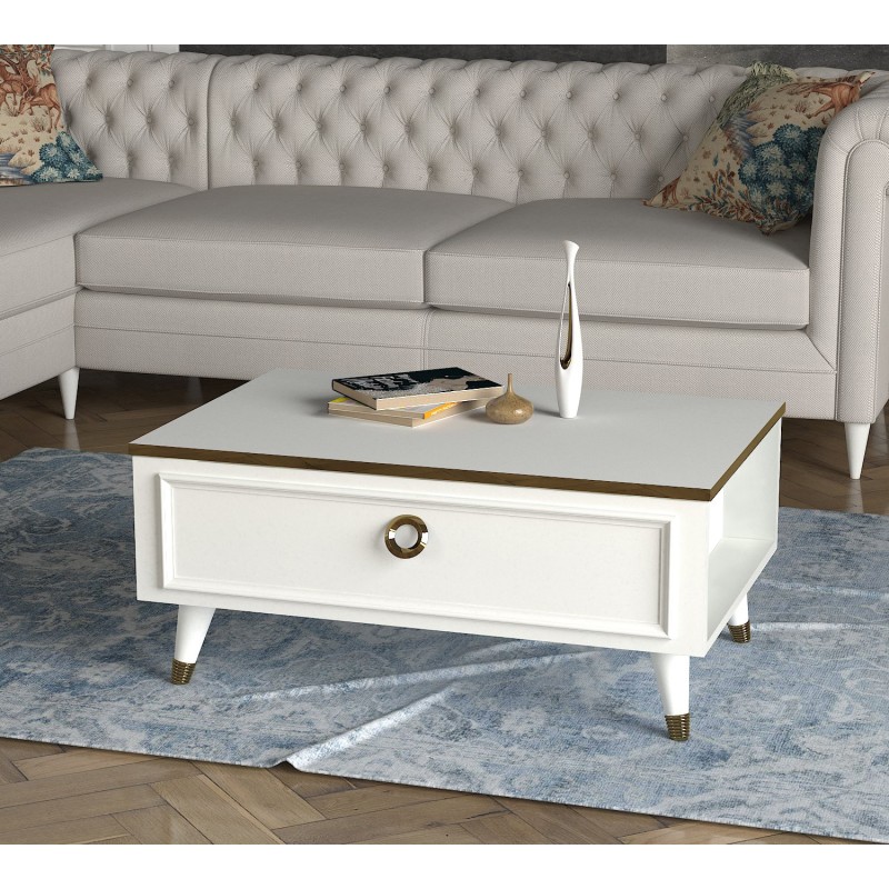 2616_0-800x800 Τραπέζι σαλονιού Korneli άσπρο μελαμίνη 90x38 2x40εκ ed2616 - Image 1