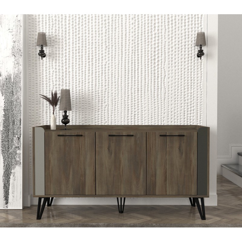 2629_0-800x800 Μπουφέ Boulevard 150x45x80cm γκρι ανθρακί καρυδί ed2629 - Image 1