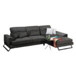 Γωνιακός καναπές Frido Right ανθρακί 190x308cm ed265 - Image 5