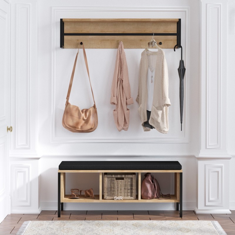 266_0-800x800 Έπιπλο εισόδου Shana δρυς μελαμίνη κρεμάστρα 100x35x43εκ ed266 - Image 1