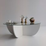 Τραπέζι σαλονιού Lily άσπρο μελαμίνη επιφάνεια γυαλί 90x90x30εκ ed2671 - Image 5