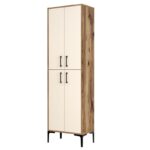 Ντουλάπι Berlin καρυδί κρεμ μελαμίνη 60x35x200cm μεταλλικά πόδια ed2682 - Image 3