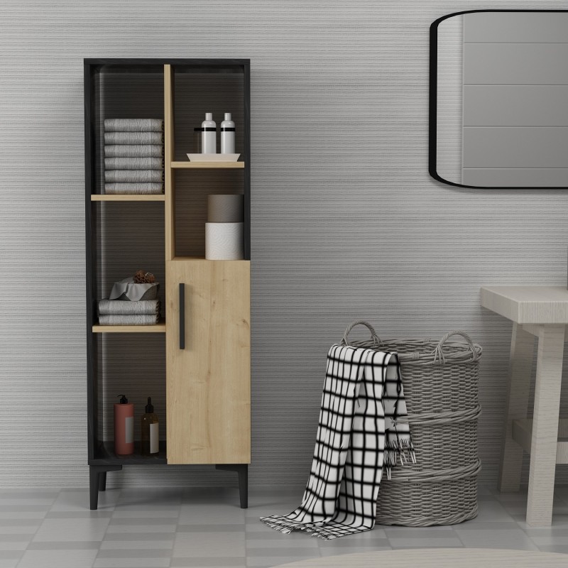 2706_0-800x800 Ντουλάπι μπάνιου Leni Sapphire Oak μαύρη μελαμίνη 50x29 6x138 6cm ed2706 - Image 1