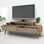 Έπιπλο τηλεόρασης City καρυδί κρεμ χρώμα 140x41 8x48 8cm ed2732 - Image 5