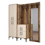 Έπιπλο εισόδου Berlin καρυδί κρεμ μελαμίνη μεταλλικά πόδια 180x35x200εκ ed2749 - Image 3