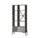 Βιβλιοθήκη Cor γκρι ανθρακί μελαμίνη μεταλλικά πόδια 79 6x25 5x160εκ ed2761 - Image 3