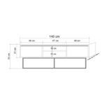 Έπιπλο TV Dani 140x50x40cm μελαμίνη καρυδί μαύρο χρώμα ed277 - Image 2