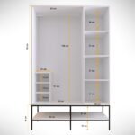 Ντουλάπα Martin τρίφυλλη άσπρη μαύρη χρυσή μελαμίνη 126x50x200cm ed2792 - Image 4