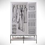 Ντουλάπα Martin τρίφυλλη άσπρη μαύρη χρυσή μελαμίνη 126x50x200cm ed2792 - Image 3