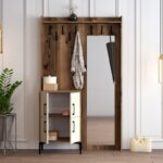 Έπιπλο εισόδου Berlin καρυδί κρεμ μελαμίνη μεταλλικά πόδια 120x35x200εκ ed2796 - Image 5