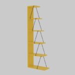 Βιβλιοθήκη Talos κίτρινο μαύρο χρώμα 150x50x22cm ed2824 - Image 3