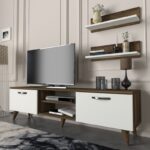 Έπιπλο tv Pianosa 150x29 5x40 6cm μελαμίνη καρυδί άσπρη ed2832