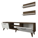 Έπιπλο tv Pianosa 150x29 5x40 6cm μελαμίνη καρυδί άσπρη ed2832 - Image 3