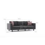 Καναπές τριθέσιος Kale ανθρακί 222x91x83cm ed2834 - Image 2