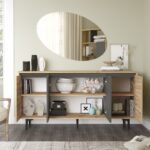 Σετ επίπλων σαλονιού Lione μελαμίνη καρυδί ανθρακί 140x48 1x35 5cm μεταλλικά πόδια ed2854 - Image 5