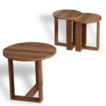 Σετ 3 τεμαχίων βοηθητικά τραπεζάκια Mira καρυδί μελαμίνη 52x47cm ed2877 - Image 3