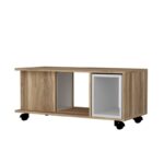 Τραπέζι σαλονιού Sadem άσπρο καρυδί μελαμίνη 100x45x44εκ ed2878 - Image 3