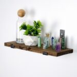 Ραφιέρα Lam καρυδί μαύρο ξύλο μεταλλική βάση 40x14x16εκ ed2886