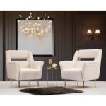 Πολυθρόνα Mira 79x76x93cm ξύλο ύφασμα κρεμ ed2891