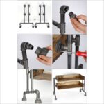 Έπιπλο εισόδου Borura καρυδί μασίφ ξύλο μεταλλικά πόδια 90x35x50εκ ed2893 - Image 2