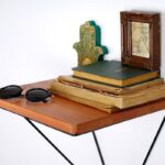 Ραφιέρα Roi καρυδί μαύρο ξύλο μεταλλικό πλαίσιο 33x28x33εκ ed2967 - Image 5