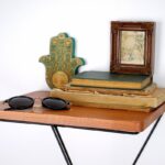 Ραφιέρα Roi καρυδί μαύρο ξύλο μεταλλικό πλαίσιο 33x28x33εκ ed2967 - Image 4