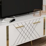 Έπιπλο τηλεόρασης Dita λευκό χρυσό 150x35x48 2cm ed2995 - Image 5