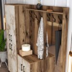 Έπιπλο εισόδου Berlin καρυδί άσπρο μάρμαρο μελαμίνη μεταλλικά πόδια 180x35x200εκ ed2996 - Image 4