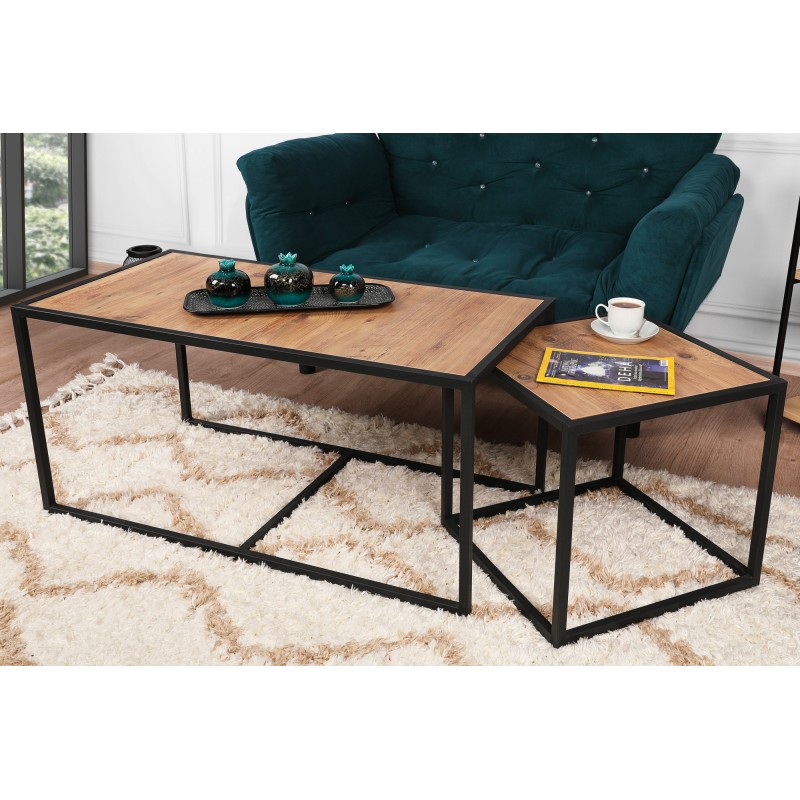 3001_0-800x800 Τραπεζάκια σαλονιού set Atlantis καρυδί χρώμα 104x50x50cm ed3001 - Image 1