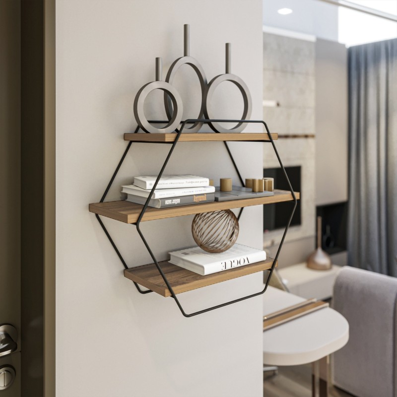 3006_0-800x800 Ραφιέρα Azra atlantic pine μελαμίνη μεταλλικό πλαίσιο 60x20x52εκ ed3006 - Image 1