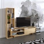 Έπιπλο τηλεόρασης Larisa Sapphire Oak μελαμίνη 177x30x158cm ed3011 - Image 4