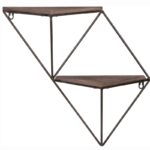 Ραφιέρα Rog καρυδί μαύρο ξύλο μεταλλικό πλαίσιο 33x13x30εκ ed3034 - Image 4