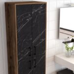Ντουλάπι μπάνιου Berlin καρυδί μαύρη Marble μελαμίνη 60x35x200cm μεταλλικά πόδια ed3055 - Image 4