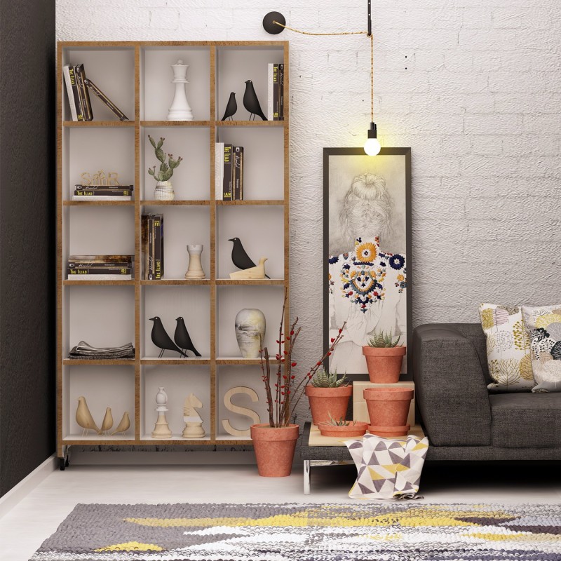 3093_0-800x800 Βιβλιοθήκη Crotone δρυς μελαμίνη 90x25x165 5εκ ed3093 - Image 1